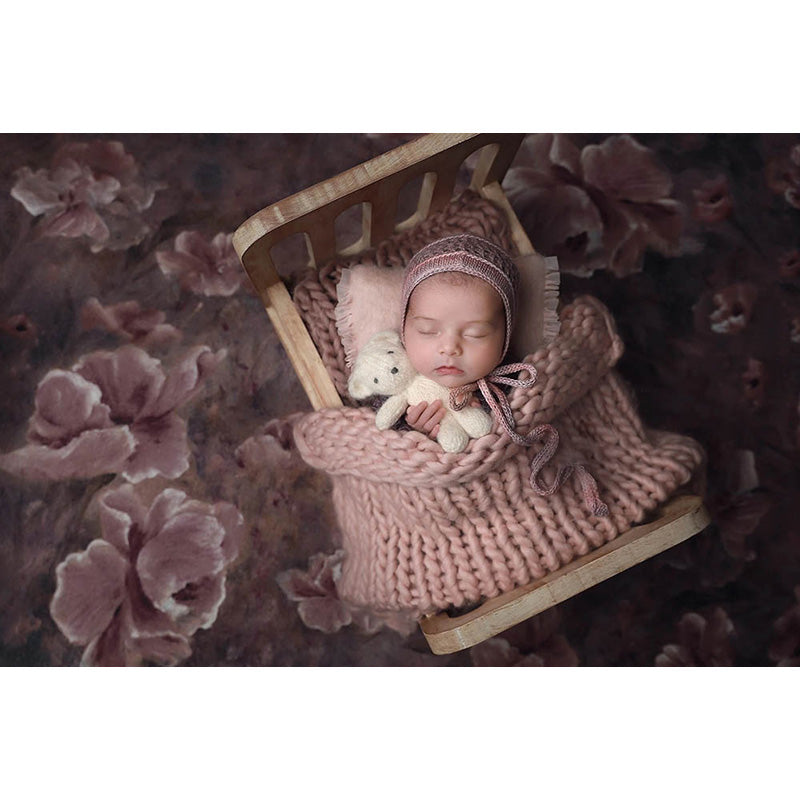 Avezano Handpainted Violet Flowers Backdrop For Photography-AVEZANO